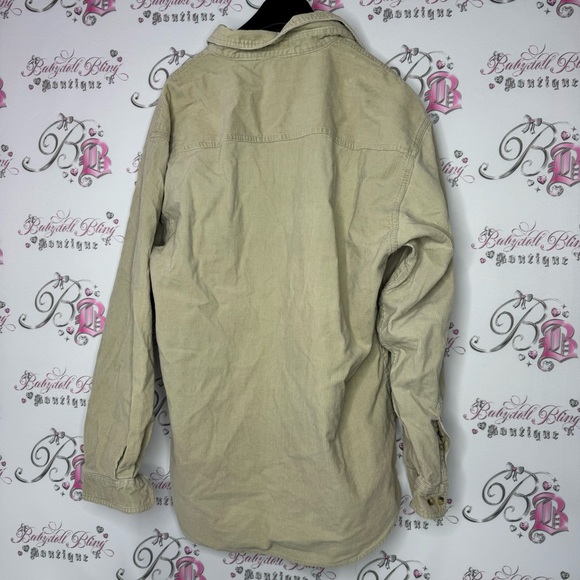 Kingshire shirts button down beige tan fashion structure velour velvet soft - Picture 4 of 7